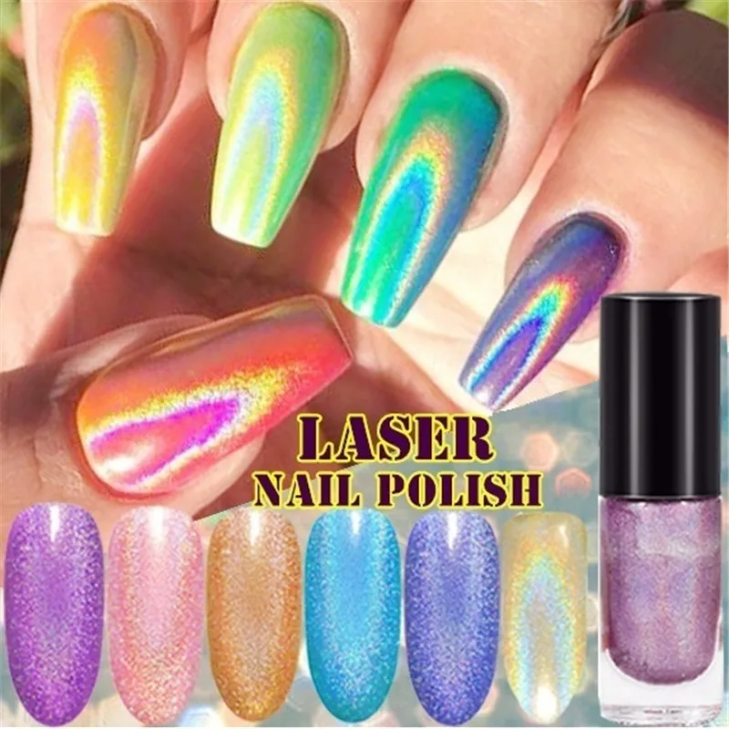 

1 Bottle Of 8 Colors Starry Sky Symphony Nail Polish Flash Nail Art Holographic Laser Nail Polish Fingernails Makeup Beauty Gel