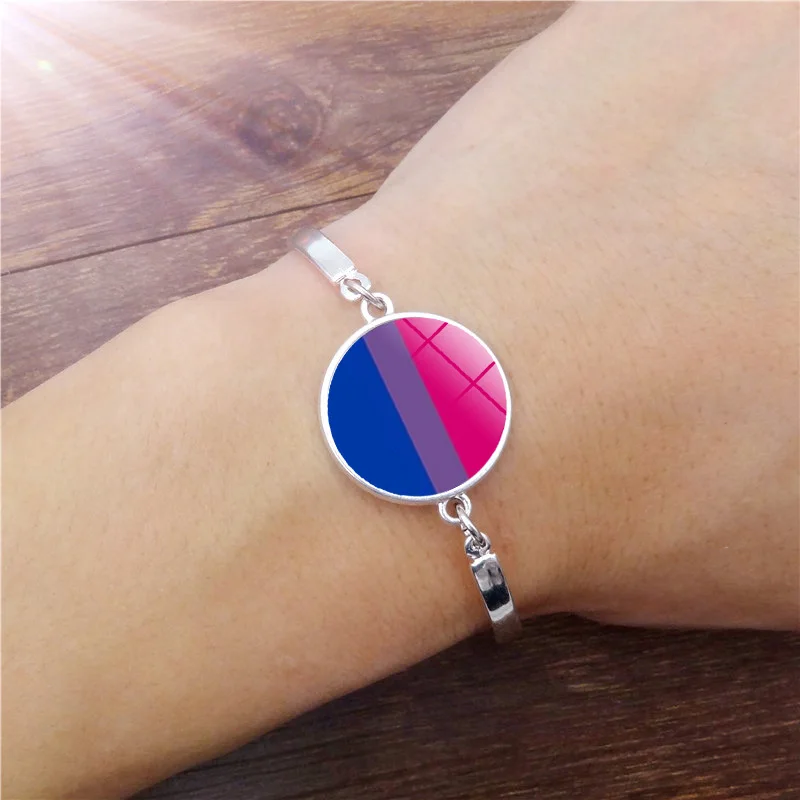 ЛГБТ браслет Bi Pride 20 мм стеклянный кабошон Радужный Флаг Гей Гордость фото