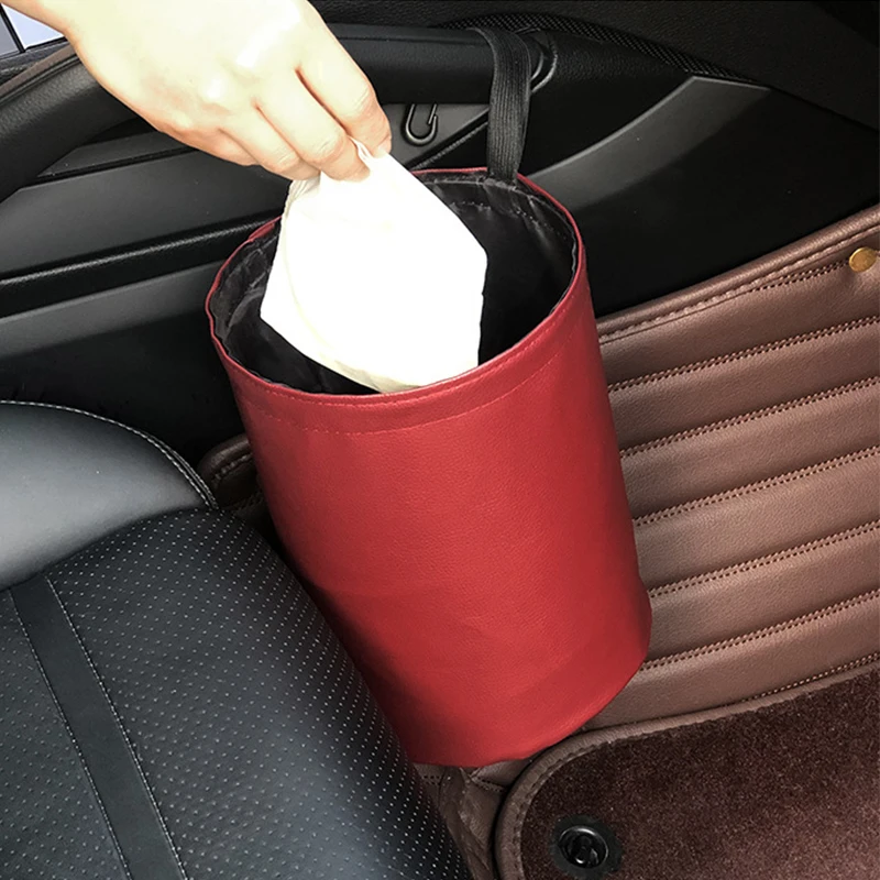 Кожаный Автомобильный мусорный бак водонепроницаемый чехол держатель мусора