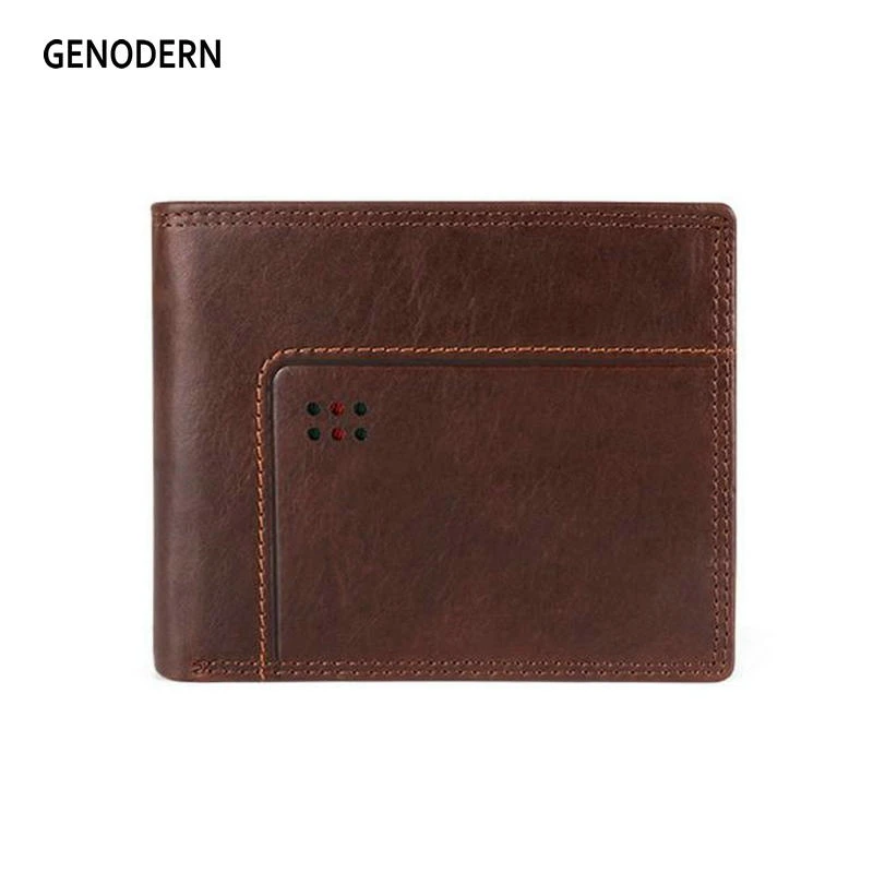GENODERN Новые Rfid двойные мужские кошельки деловой мужской кошелек с карманом для