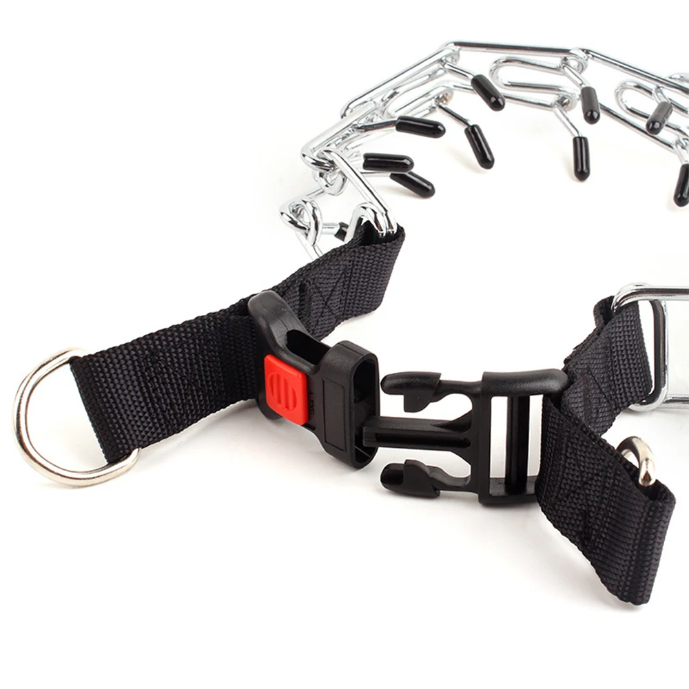 

Adjustable dog collar, stainless steel dog training choke for large,medium and small dogs,with comfortable rubber tip and buckle