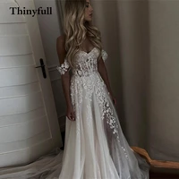 modern shiny 3d flower lace sweetheart long wedding dresses off shoulder a line new bridal bride ball gowns country boho robes