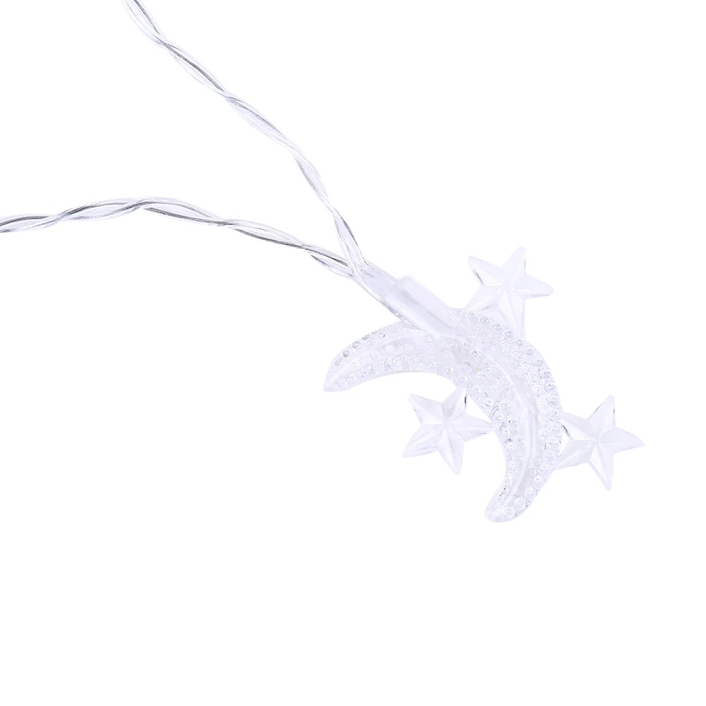 

1.5m 10 LED Plastic Moon Star Fairy Lights Eid Mubarak Adornments Islamic Muslim Festival Hanging String Lights for Ramadan