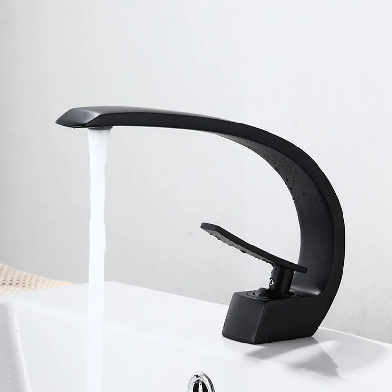 Черный смеситель для горячей и холодной воды раковины раковина ванной комнаты с