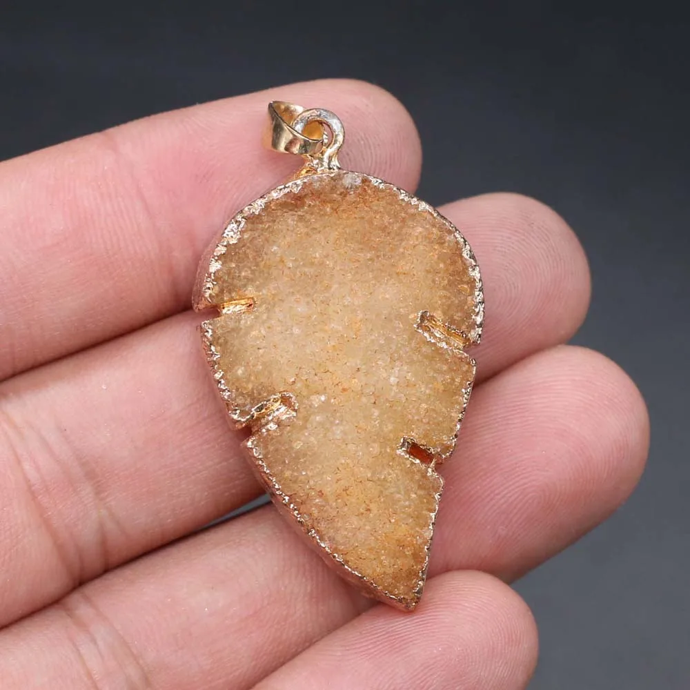 Подвеска кластер из натурального камня в форме листа изысканные Подвески для