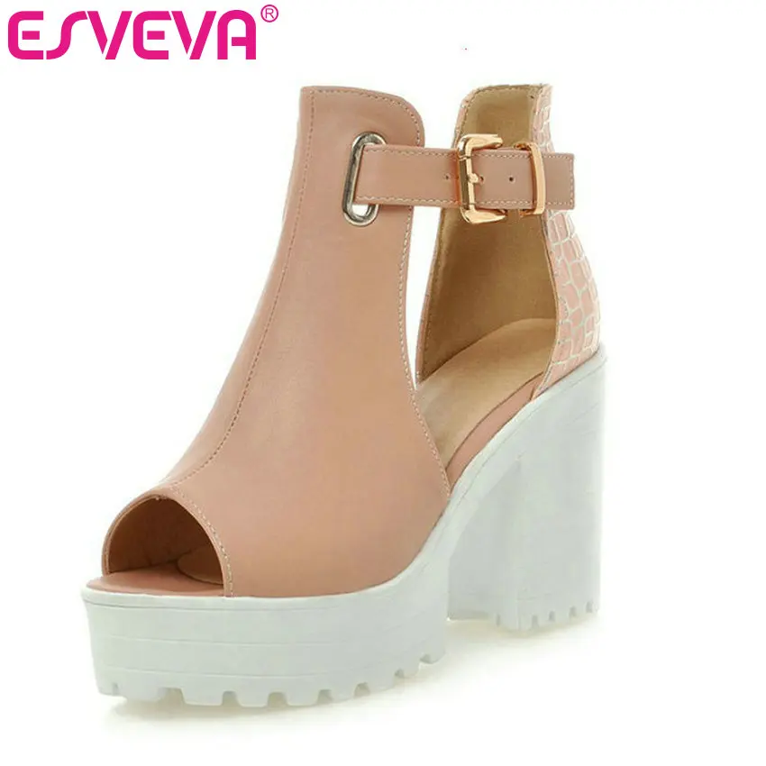 ESVEVA/туфли лодочки женские свадебные туфли на платформе с квадратным каблуком