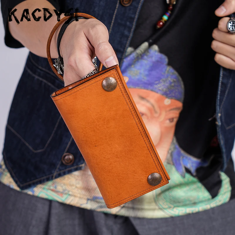 Высококачественный винтажный мужской кошелек из натуральной воловьей кожи на