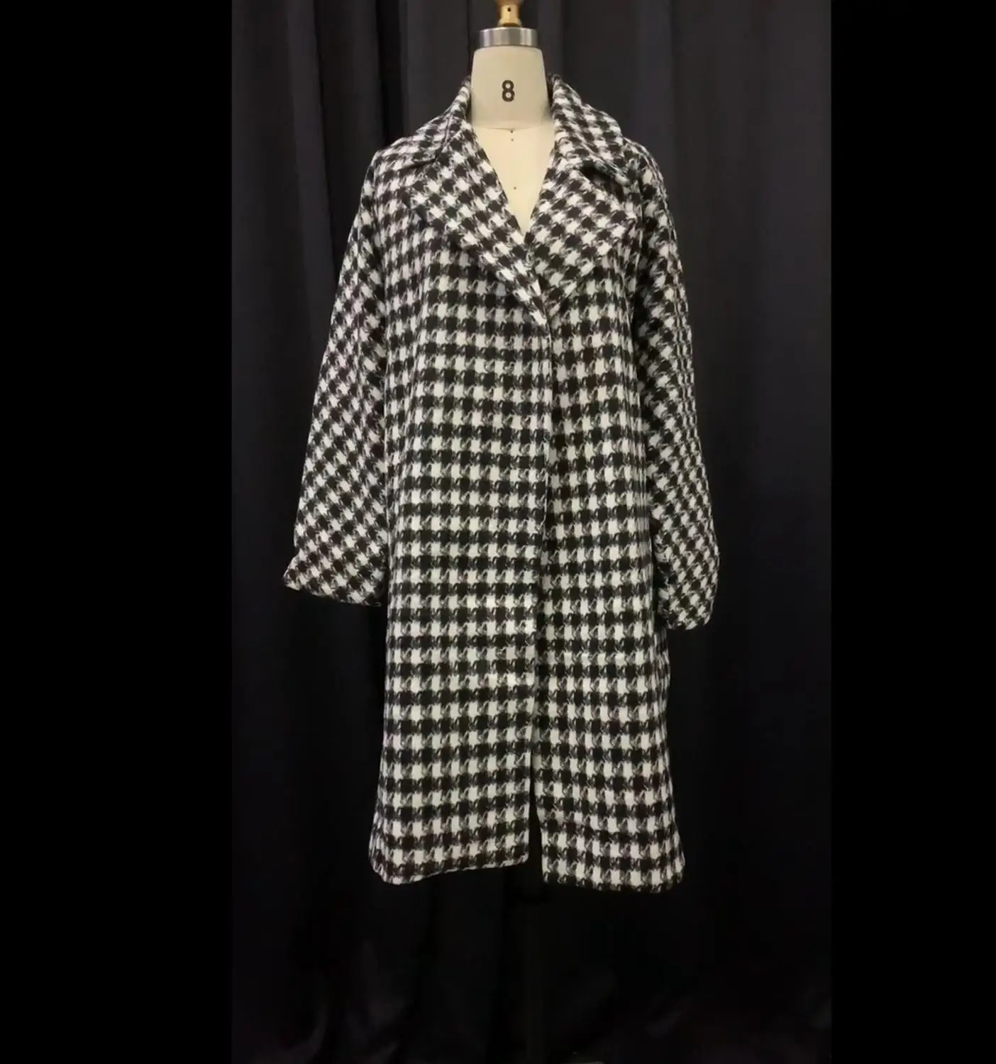 2019 осенний Женский Тренч зимнее длинное пальто шерстяное в ломаную клетку