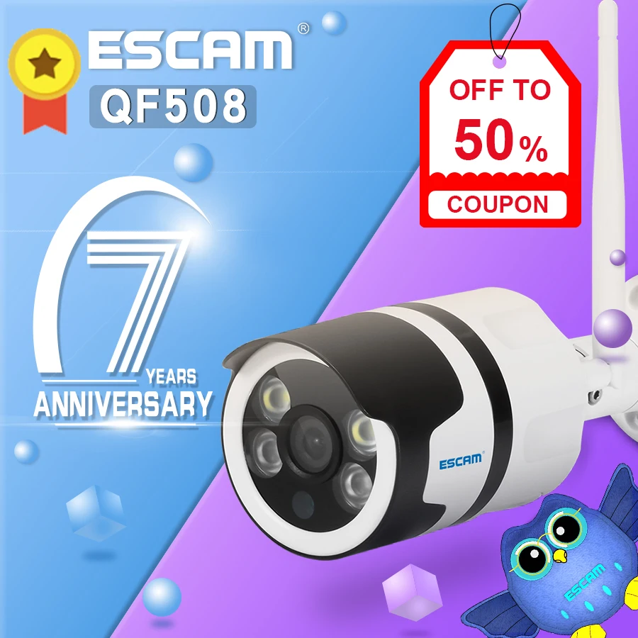 Камера видеонаблюдения ESCAM QF508 HD 1080P беспроводная Wi Fi IP водонепроницаемая