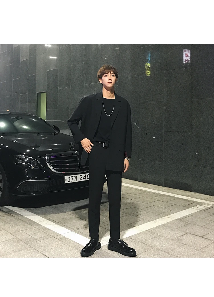 European Autumn Men Blazer Black Oversized Blazer Masculino Casual Men Blazer hombre
