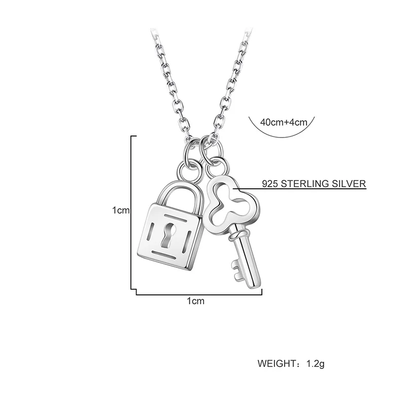 Dorado Key Lock Pendant Necklace Men Chic Gifts 925 Sterling Silver Chain Collar Ras Du Cou Collier Femme Women | Украшения и