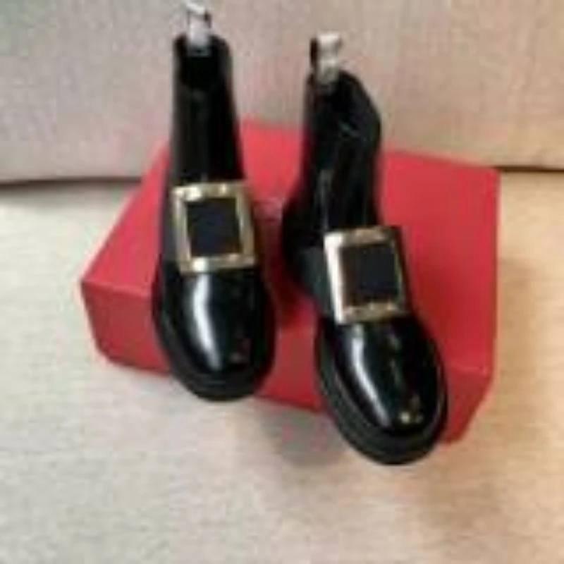 2021 новые ботинки Стразы с квадратной пряжкой мартинсы на плоской подошве женские