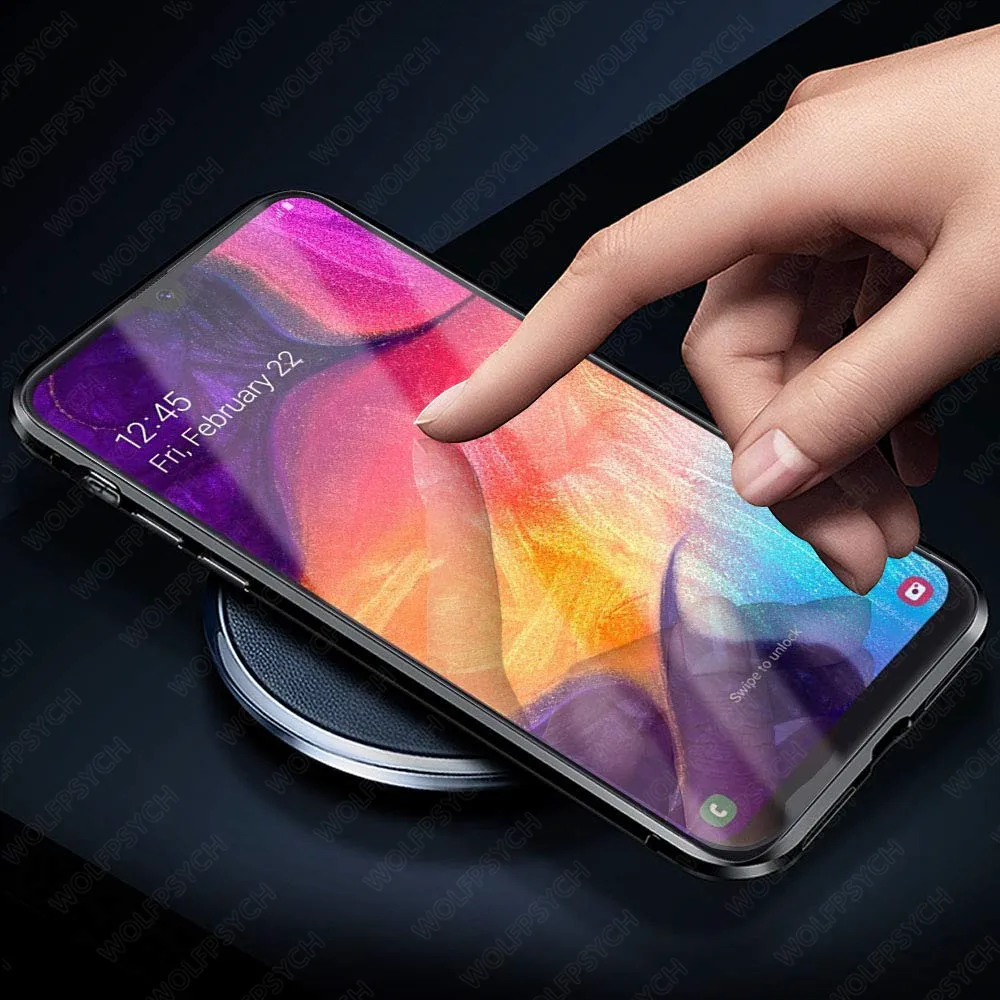 Переднее закалённое защитное Стекло + обратно Магнитный чехол для samsung Galaxy A50 60 70 90