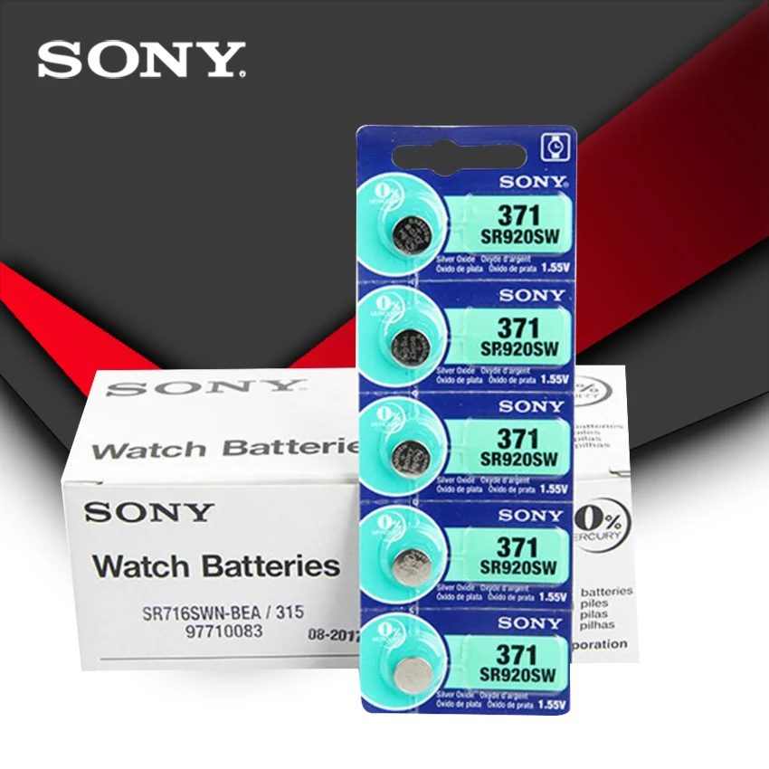 100 шт. Sony 100% оригинальный 371 SR920SW 920 1 55 в батарейка для часов кнопочная Сделано