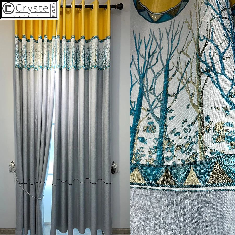 

Shading Curtains Plain Stitching Simple Jacquard Nordic Style Living Room Balcony Curtains