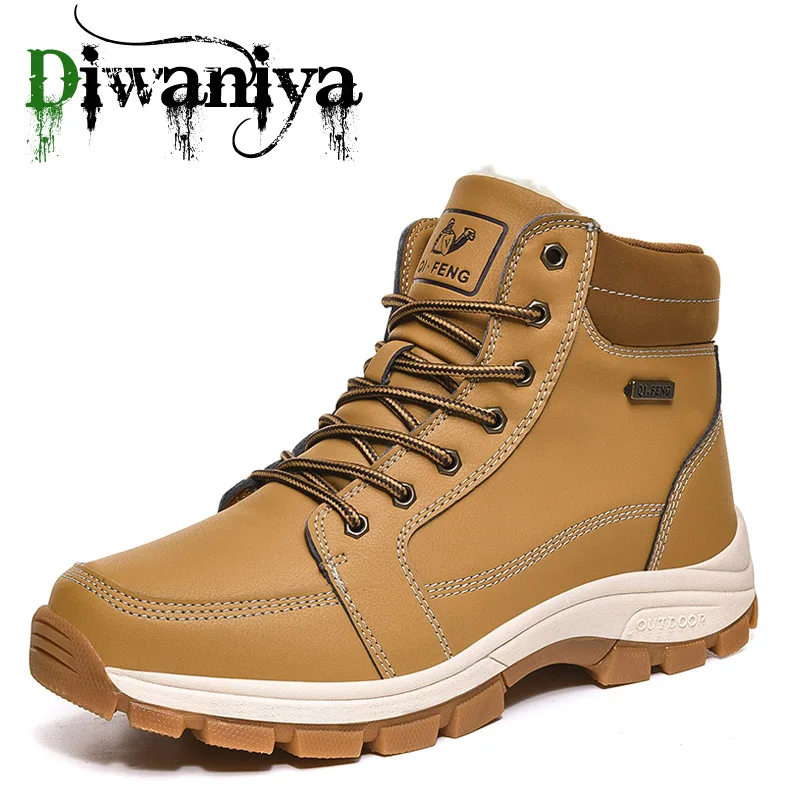 

New Winter Men Snow Boots Warm Plush Men Boots Waterproof Leather Ankle Boots Outdoor Non-slip Men's Hiking Boots Sneakers