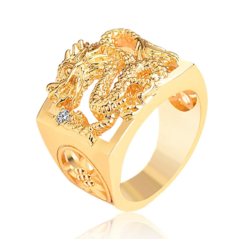 

Milangirl Dragon Rings for Men Male Fashion ed zircon Inlay Jewelry Ring Anniversary Banquet Ring