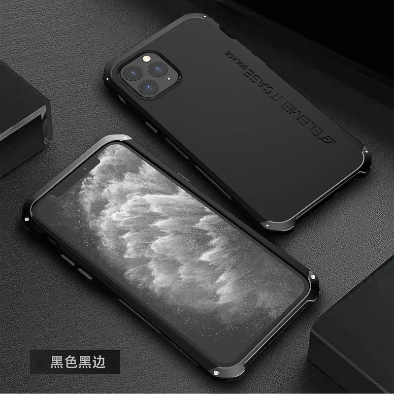 black Металлический Алюминиевый Чехол Bumber для iphone 11, чехол-гибрид, задняя крышка из поликарбоната для iphone 11 pro max, чехол, противоударный чехол, Fundas - Цвет: black