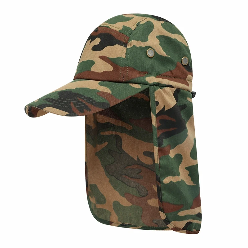 

Men UPF 50 Sun Protection Fishing Hat Sun Visor Cap Hat Outdoor with Removable Ear Neck Flap Cover for Hiking camping cycling