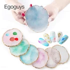 Круглые поддельные палитры для ногтей, поддон для гель-лака, смола, агат, камень, смешивание, пластина для краски, подставка для DIY подставка для практики, полка для демонстрации инструментов