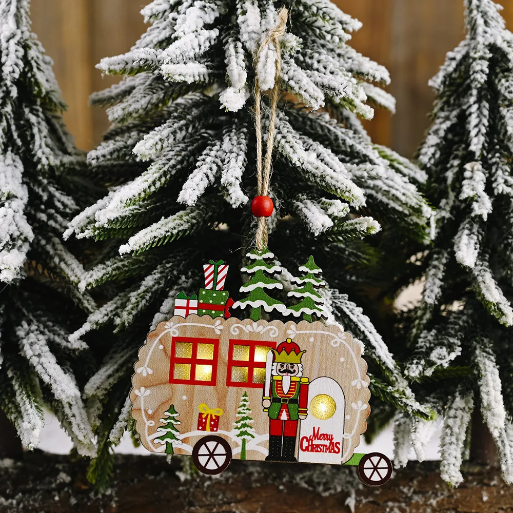 Деревянный светодиодный светильник грецкий орех солдат звезда сердце круглая