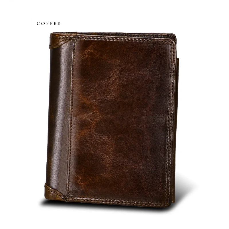 Винтажный дизайнерский мужской короткий кошелек Carteiras Masculinas из натуральной воловьей кожи, кошелек, держатель для карт, отделение для монет, мужские кошельки - Цвет: b-1