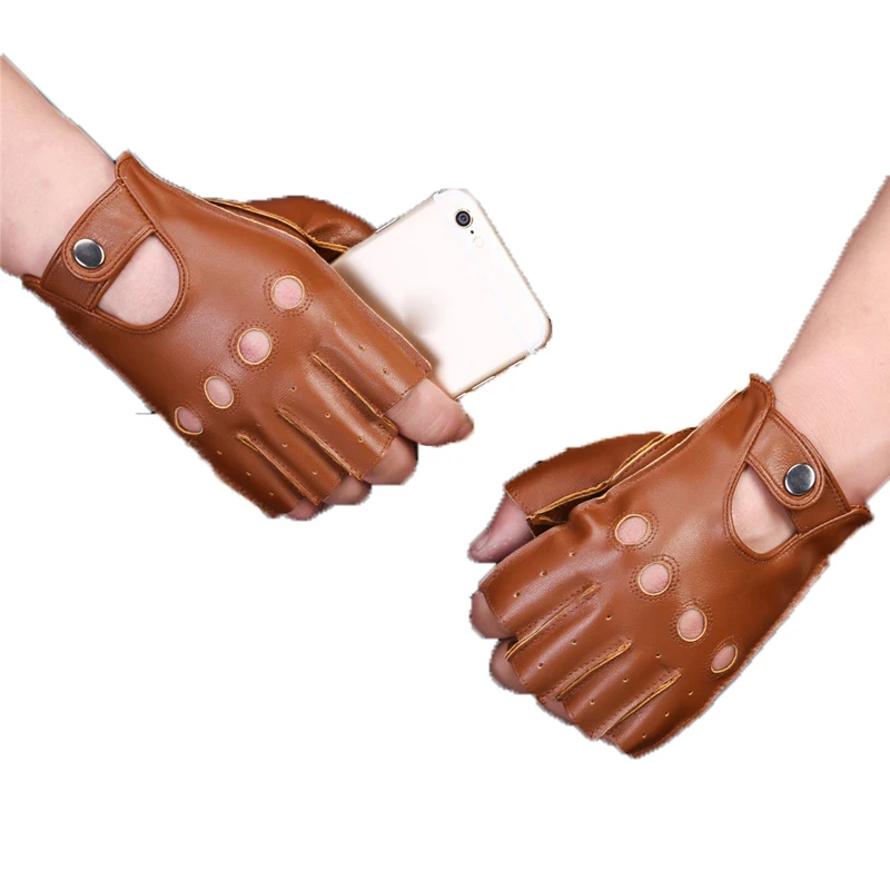 Перчатки мужские из овечьей кожи ретро перчатки без пальцев для вождения