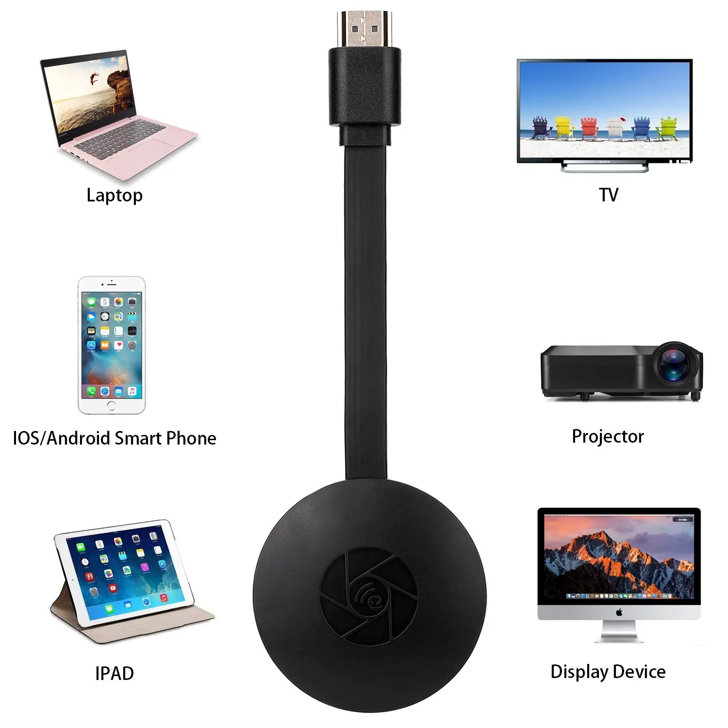 Портативный Wi-Fi ресивер G2 с маленьким желтым дисплеем 1080P HDMI Miracast Dongle для