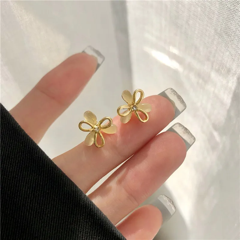 Женские серьги-гвоздики TIMEONLY в японском стиле с кристаллами и цветами | Украшения