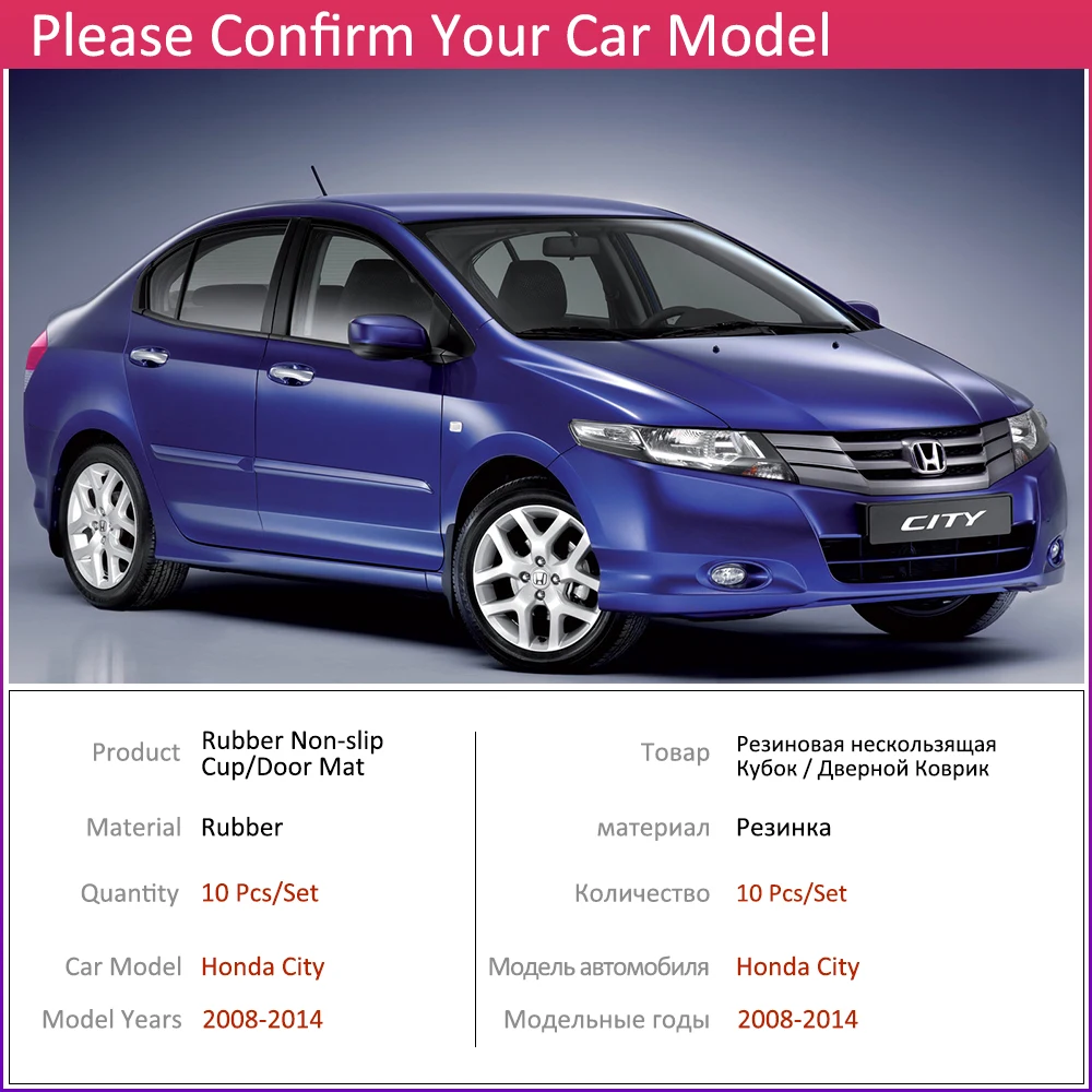 Противоскользящие резиновые чашки подушки Салонные подложки для Honda City GM2 GM3 MK5 2008~ 2009 2010 2012 2013 Аксессуары чехлы сидений автомобиля коврик для телефона