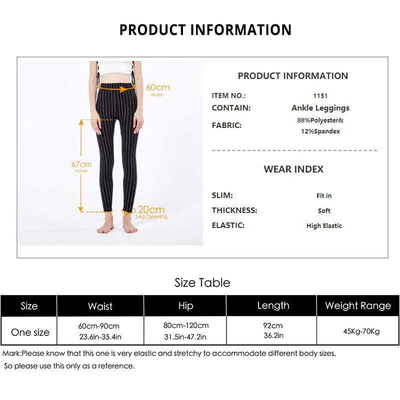 

Sexy Leggings Women Casual High Waist Striped Stretch Pants For Female Ankle Length Comfortable New Top Recommend Hot DULASI