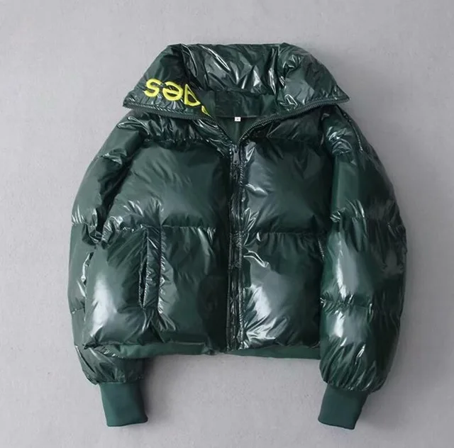 

2019 Vintage Winter Jacket Glossy Down Long Sleeve Women Outerwear Jacket Elegant Waterproof Coat Embroidery Thicken Jacket