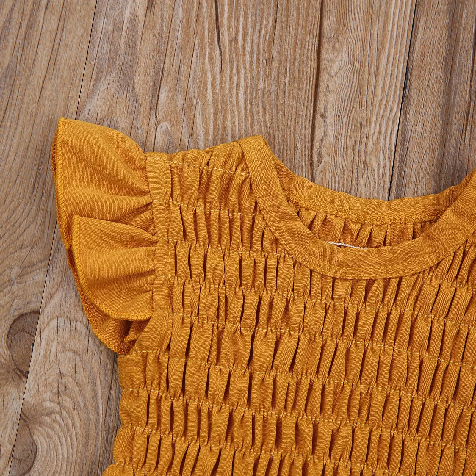 Комбинезон для маленьких девочек однотонный плиссированный Эластичный Ромпер с