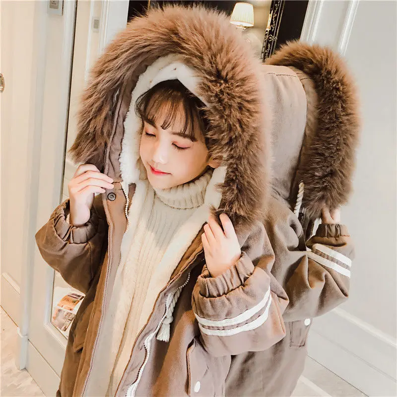 

2021 New Brand Children Girl Jacket Thick Winter Warm Coat Fashion parka Hooded Outerwear Clothes For Kids Girls Clothing