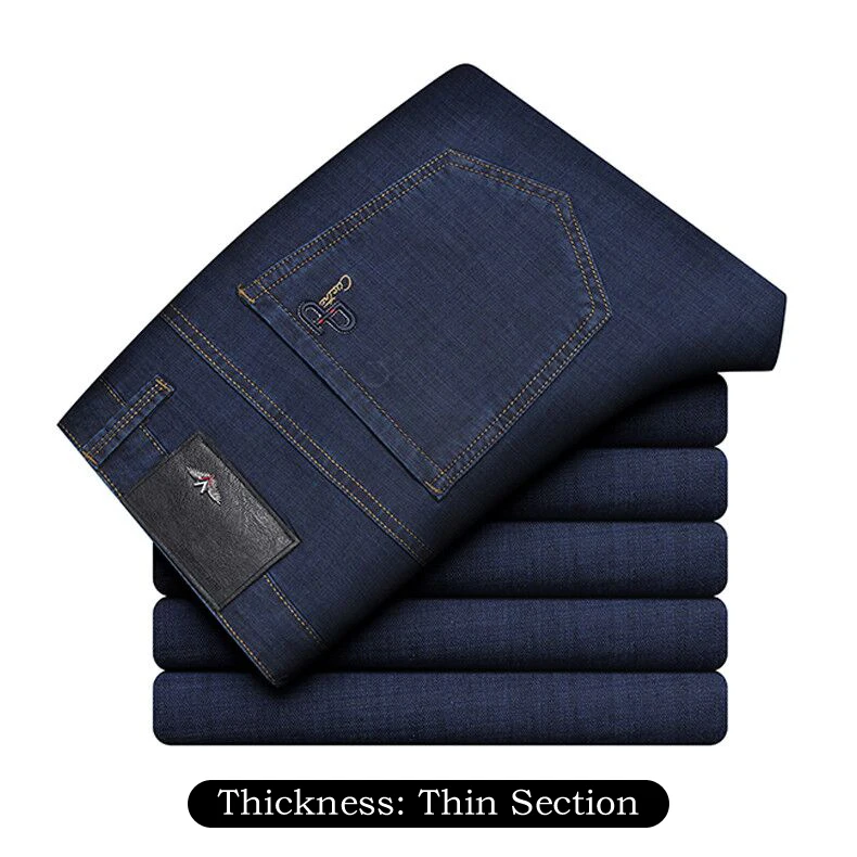 Thin Blue Новинка, мужские классические деловые джинсы, модные, повседневные, основной цвет, узкие, маленькие, прямые, мужские брюки, джинсовые штаны, брендовая одежда - Цвет: Thin Blue
