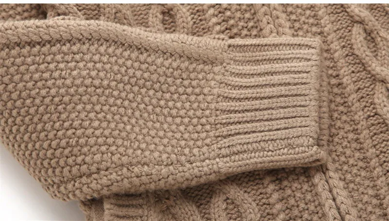 

2020 Winter Sweater Coat Men Thick Warm Hooded Cardigan Jumpers Solid Color Zipper Twist 15095