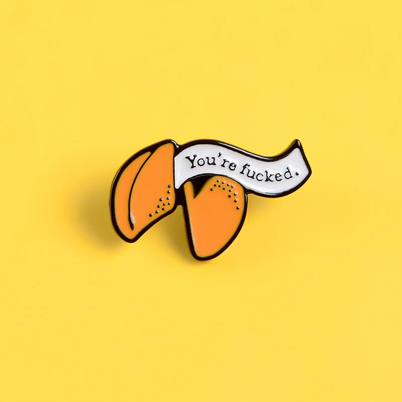 Эмалированные Броши Fortune Cookie, цитата, забавная ненормальная лексика, английское слово, на булавке, Значки для пищевых продуктов, посылка, модные ювелирные изделия в стиле панк