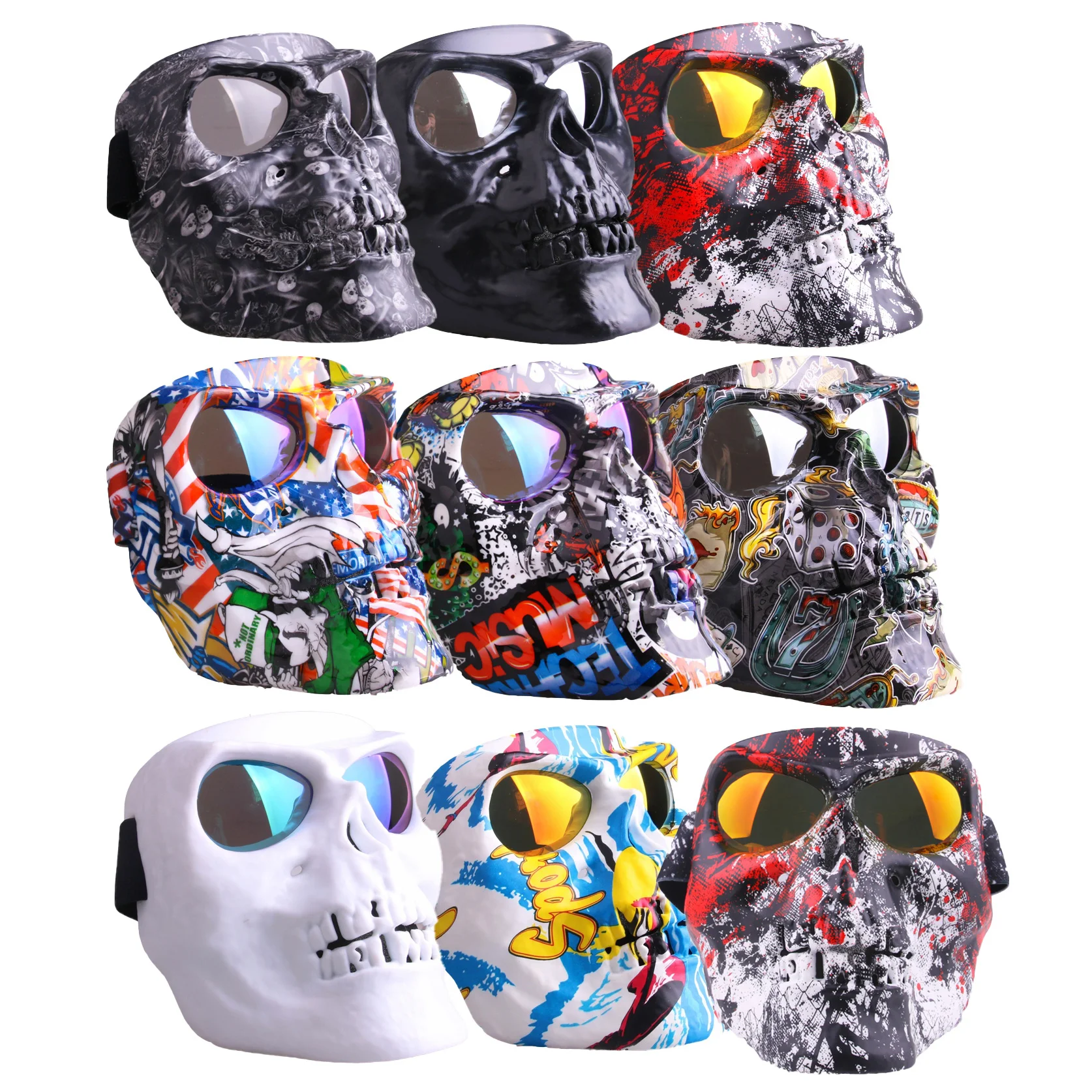 

Маска с черепом, очки для мотокросса, очки для мотокросса, маска для езды на мотоцикле, прозрачная маска, щит для лица, защита лица, скелет