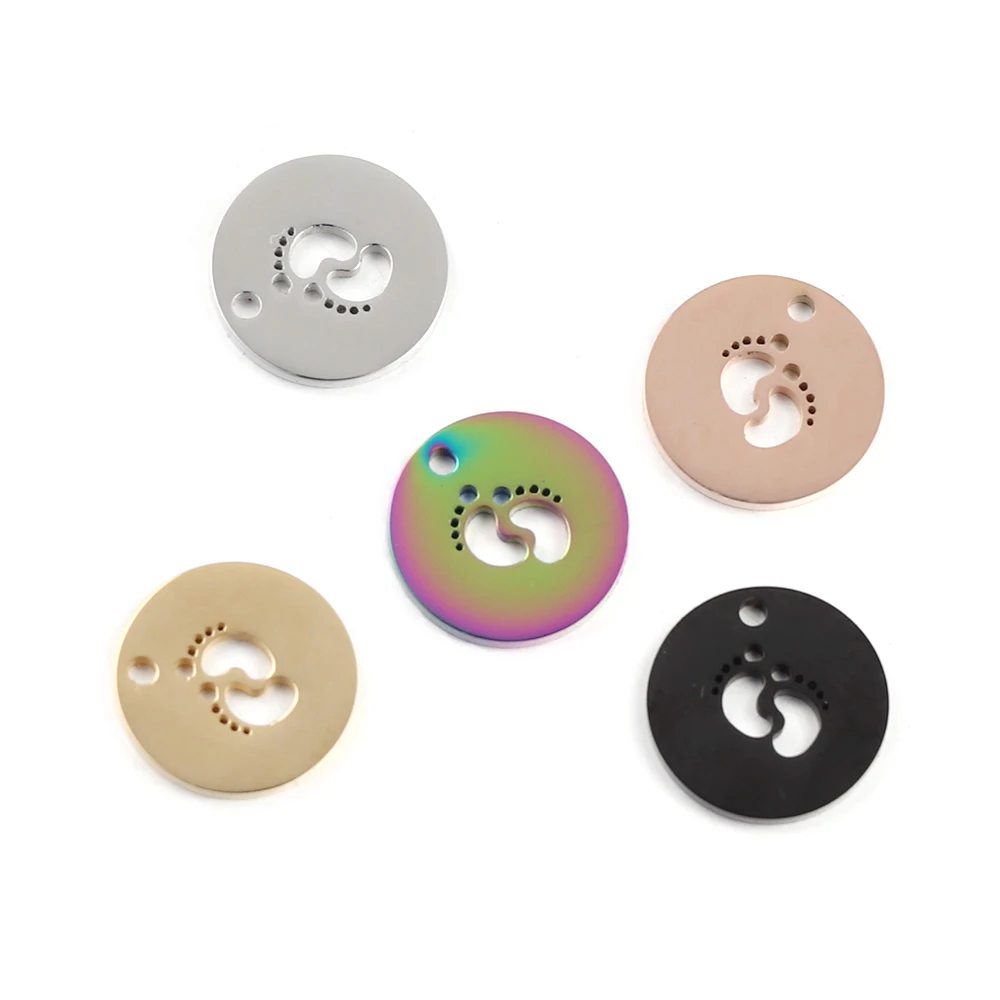 

5pcs DIY Jewelry Gifts for Mother's Day Novelty Disc Charms Baby Footprint Shaped Necklace Bracelet Charm Pendant Accessories