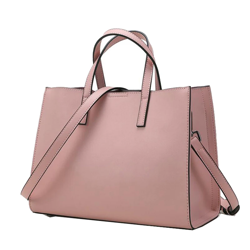 pink DIENQI, Роскошные, Saffiano, натуральная кожа, сумки через плечо, женские сумки, Новое поступление, известный бренд, женская большая сумка через плечо, ручная - Цвет: pink
