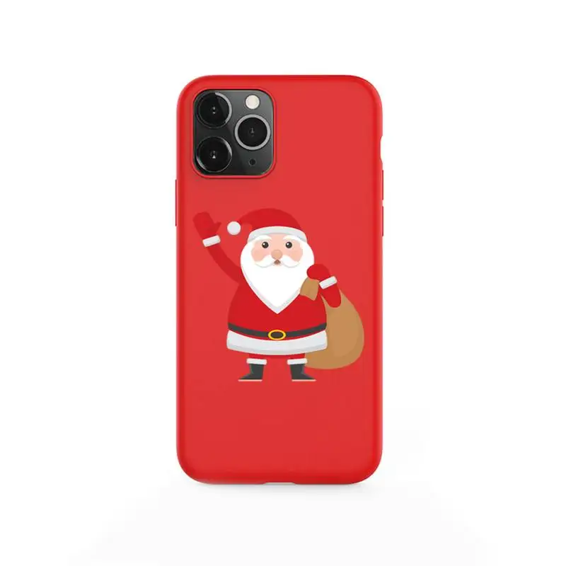 

Christmas cartoon Santa Claus Phone Case For iPhone XS MAX 11 Pro X XR 7 8 6 Plus Candy Color red Soft Silicone Cover