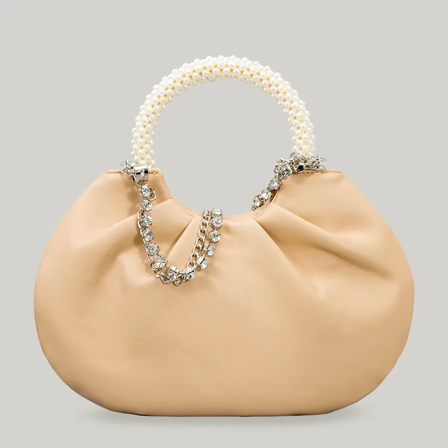 

Lnv Women's Bag Pearl Handle Diamond Luxury Designer Handbag Vintage Pu Leather The Pouch Cloud Bags Luxury Imitation Bags Brand