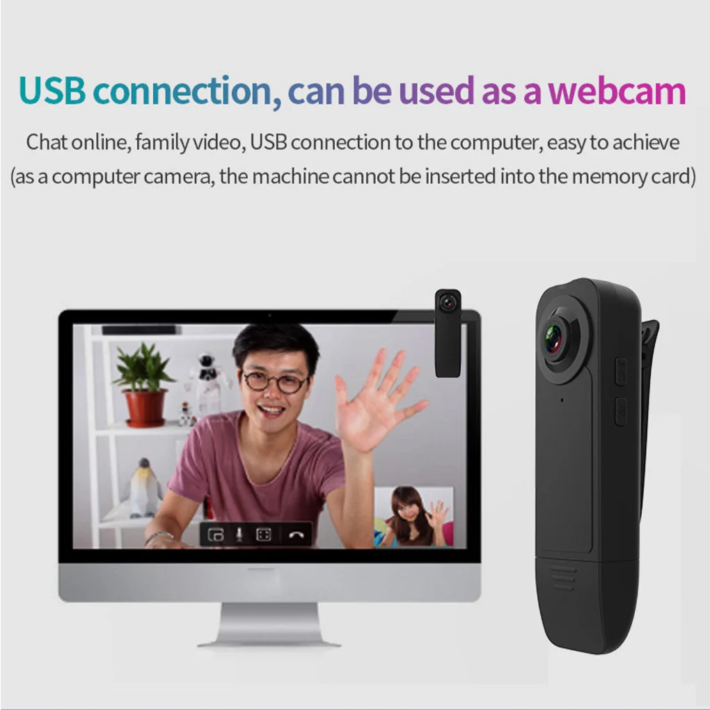 

Portable Wearable HD 1080P Mini Camera Night Vision Motion Detection Video Recorder with Pocket Clip Support TF Card