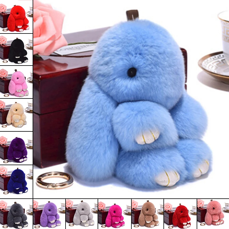 

New Rabbit Keychain Cute Bunny Doll Backpack Handbag Pendant Decor Car Keychain Accessories Lovers Rabbit Gifts