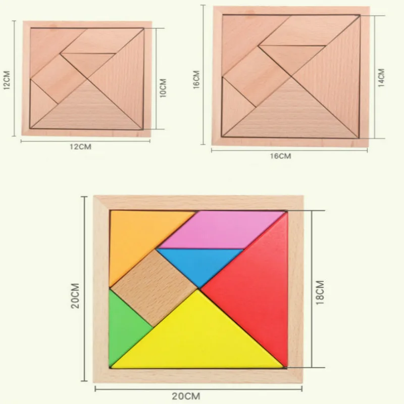 

Tangram Puzzle Colorful Wooden Puzzle Children's DIY Puzzle Toy Logical Thinking Game Imagination Toy Teaching Aids
