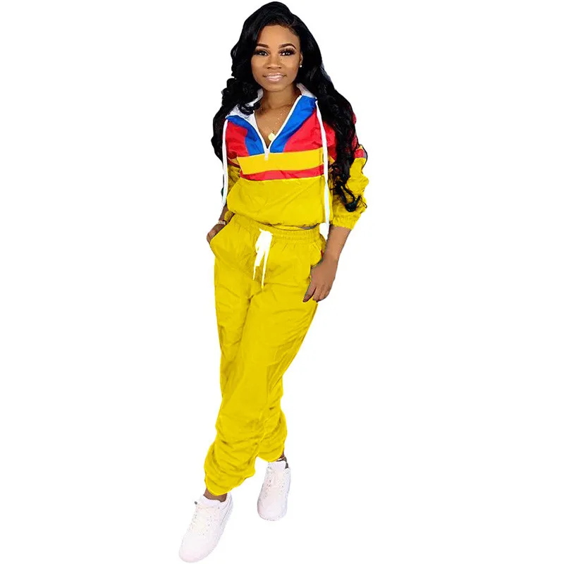 Осенний Повседневный Спортивный костюм для женщин комплект из двух предметов