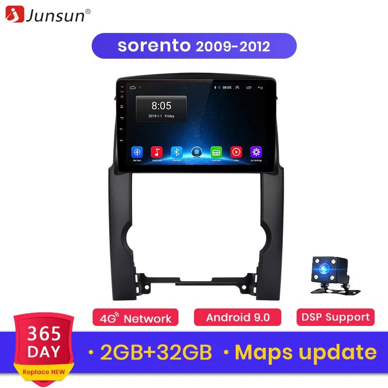 Junsun V1 Android 9 0 2G + 32G Автомобильный мультимедийный видео плеер для Kia Sorento 2009 2010 2012 gps 2