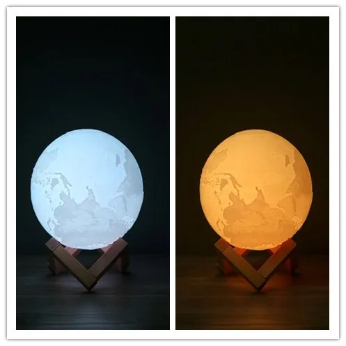 2 colors 3-D печать земля лунный свет зарядка ночник светодиодный светильник 2-color Touch 16-color пульт дистанционного управления украшение дома креативный подарок - Испускаемый цвет: 2 colors