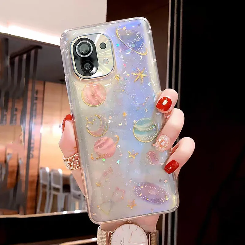 lovecom glitter planet star clear case for xiaomi redmi note 10 9 pro 10s 9s poco x3 pro nfc f3 f2 pro soft silicone phone cover free global shipping