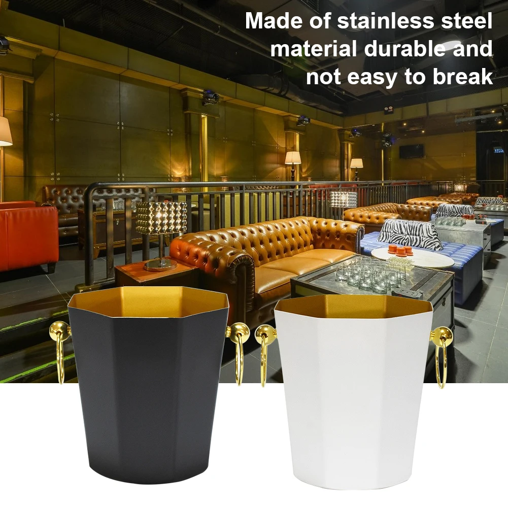 

Ice Bucket Stainless Steel Outdoor Camping Home Beach Party Octagonal Restaurant For Cocktail Bar With Handle Easy Clean BBQ